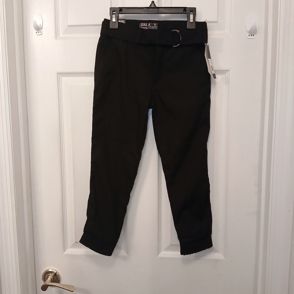 New Galaxy By Harvic Slim Fit Joggers Kid's Size 7 Black With Belt - Picture 1 of 9